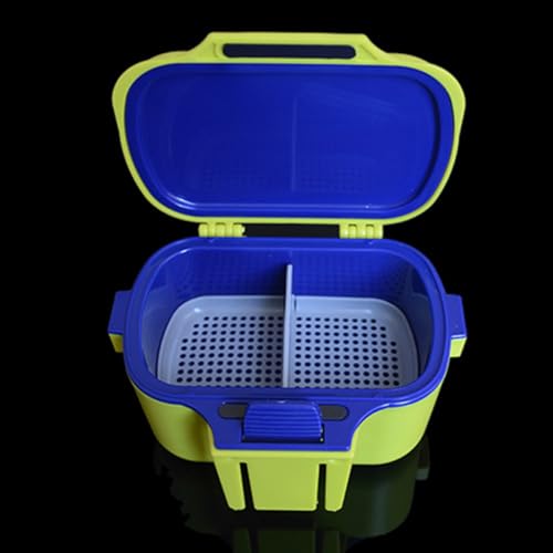 Dual-Layer Portable Bait Holder Box with Large Capacity, Yellow Worm and Red Worm Storage Case for Fishing, Waist-Hanging Live Bait Container for Anglers