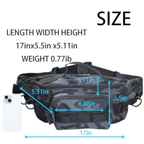 Fishing Fanny Pack for Men -Fishing Fanny Pack-Lightweight and Fishing Sling Pack - color: Black camouflage1