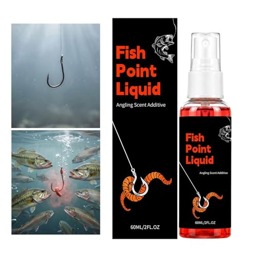 Fish Point Liquid,Long-Lasting Strong Lure,60ml Fish Scent Attractants Spray - for Cod Carp Bass Walleye Tilapia Outdoor Saltwater Lake River Beach Pond
