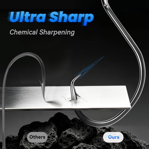 Circle-Hooks-for-Catfish,4X Strong High Carbon Alloy Steel Circle Fishing Hooks Live Bait Non-Offset Wide Gap Fish Hook for Saltwater Freshwater Catfish, Striped, Bass, Mackerel, Tuna Size 1-5/0 - size: #5/0_8pcs