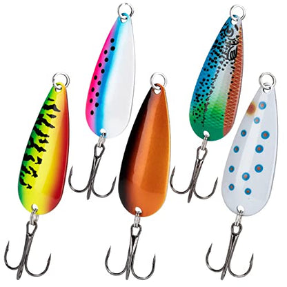 THKFISH 5pcs Saltwater Fishing Lures, Fishing Spoons with Durable Treble Hooks, Jigs Lure for Tuna Salmon Grouper, Sea Fish Jigging Lure, Trolling Spoon for Bass Fish with Tackle Box - color: 1/5oz-5pcs