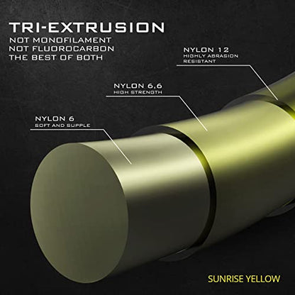 KastKing TriPolymer Advanced Monofilament Fishing Line, Low Light Refraction, Super Smooth, Highly Abrasion Resistant, Triple Cross Head Extrusion Process Fishing Line - color: SUNRISE YELLOW, size: 12LB-300Yds