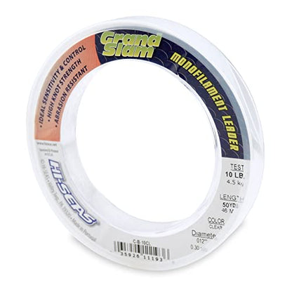 HI-SEAS Grand Slam Monofilament Fishing Leader - Superior Strong Clear Black, for Freshwater & Saltwater Big Game Bottom Fishing, Trolling - color: Clear, style: 50 Yd, 10 Lb, .012 in / 0.30 Mm