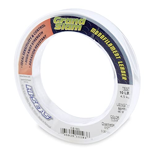 HI-SEAS Grand Slam Monofilament Fishing Leader - Superior Strong Clear Black, for Freshwater & Saltwater Big Game Bottom Fishing, Trolling - color: Clear, style: 50 Yd, 10 Lb, .012 in / 0.30 Mm