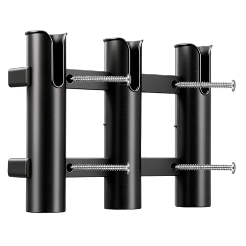 3 Pack Fishing Rod Holder Bracket - 12.4 Inch Wall Mounted 3 Rod Rack, Heavy Duty PVC Side Mount Fishing Pole Holders for Boats, Kayaks, Trucks, Garage Storage & Coolers with Mounting Screws