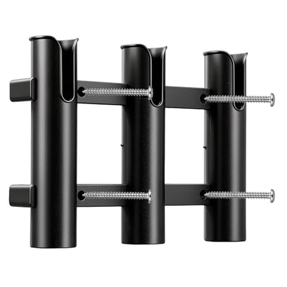 3 Pack Fishing Rod Holder Bracket - 12.4 Inch Wall Mounted 3 Rod Rack, Heavy Duty PVC Side Mount Fishing Pole Holders for Boats, Kayaks, Trucks, Garage Storage & Coolers with Mounting Screws