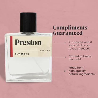 GUY FOX - Preston - Cologne For Men | Crisp Apple, Pink Pepper, Tonka Bean | Bright, Aromatic Men's Cologne | Men's Fragrance | 1.7 Fl Oz