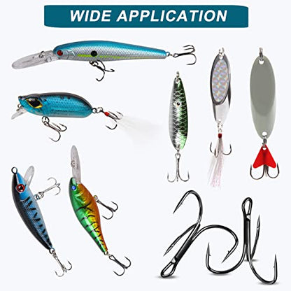 Fishing Red Treble Hooks- 80/120pcs Sharp Round Bend Barbed Treble Hook High-Carbon Steel Triple Hooks for Bass Trout Saltwater Freshwater Size 1/0 1 2 4 6 8 10 12 14 - color: BLACK, size: 120PCS-10#