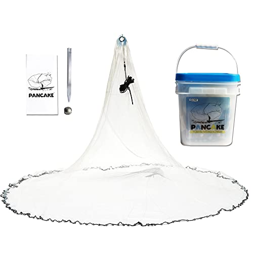 BasicGear Pancake Cast Net – Heavy-Duty 1.0+ lb/ft Weights, 4ft to 12ft Radius, Multiple Mesh Sizes, Pro Grade, Freshwater & Saltwater - size: 6ft Radius, style: 1.25 Lb, 3/16" Sq Mesh