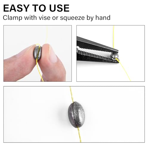 Dr.Fish 100 Pieces/Box Split Shot Sinkers Kit - 6 Sizes Lead Fishing Line Weights Clip on Sinkers for Fly Fishing, Freshwater, Trout Bulk Assortment