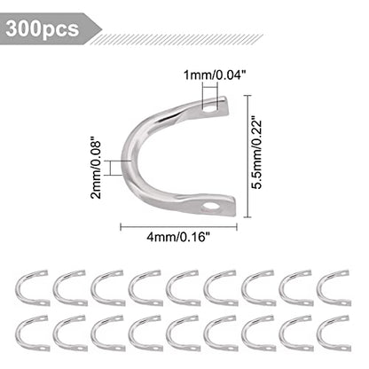 SUPERFINDINGS 300Pcs Fishing Spinner Clevis U Shaped Spinnerbait Clevis Platinum Brass Links Easy Spin Spinner Clevis Spinner Change Spinner Clevis for Lure Making, Hole: 1mm - color: Platinum