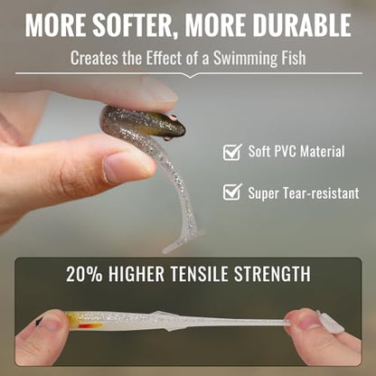 TRUSCEND Shadtale Easy Catch Soft Fishing Lures, Unique Vibration and Action for Various Rigs, Paddle Tail Swimbaits Trailer for Bass, Trout, Crappie, Walleye, Redfish, Saltwater & Freshwater Fishing - color: I3-3.35",0.2oz,10pcs