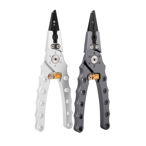 Fishing Pliers with Safety Lock, Aluminum Alloy 8" Fishing Plyers with Hook Remover, Fishing Pliers for Saltwater Freshwater Ice, Fishing Gear Stuff for Men