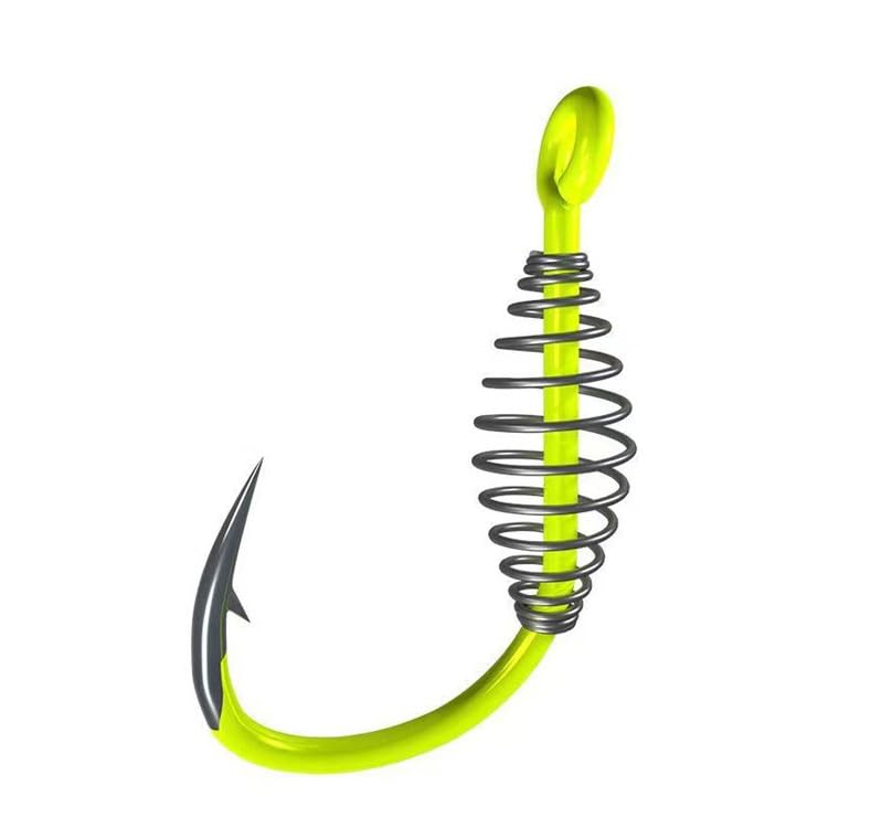 Pack of 40 Fluorescent Green Fishing Hooks Baiting Dough Stainless Barded Fish Spring Tackle 5-13 Size - size: 13# 40pcs