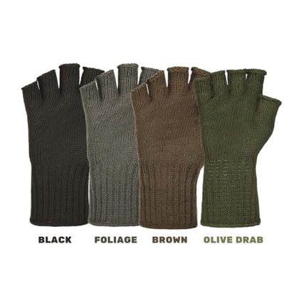 M MCGUIRE GEAR GI Wool Fingerless Gloves, Half Finger Outdoor Tactical Glove Insert - Ski Glove Insert Made in USA - color: Od Green