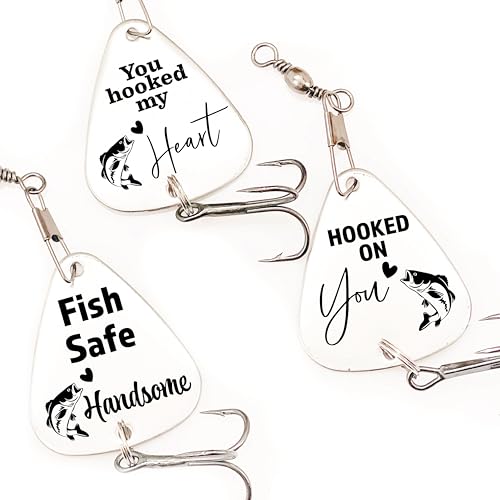 for Him Fishing Lures - Men's Gift Themed Fishing - Set of 3 - Best Catch Ever, Hooked on You, 5 Reasons I Love You - Birthday, Christmas, Stocking Stuffer, Valentine's Day, Just Because