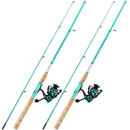 Sougayilang Fishing Rod and Reel Combo, 2-Piece 5-Foot 6-Inch Graphite & Fiberglass Rod, Durable and Strong, Quickset Anti-Reverse Fishing Reel (1Pack/2Pack) - color: Spinning Combo - 2 PACKS