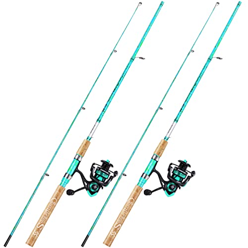 Sougayilang Fishing Rod and Reel Combo, 2-Piece 5-Foot 6-Inch Graphite & Fiberglass Rod, Durable and Strong, Quickset Anti-Reverse Fishing Reel (1Pack/2Pack) - color: Spinning Combo - 2 PACKS