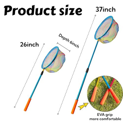 Fishing Net with Bucket Fishing or 3 Pack Retractable Lightweight Landing Net with Aluminum Rod Handle Kids Fishing Nets for Youth Catch and Release Butterfly Nets - color: 3Pack（Blue+red+yellow）