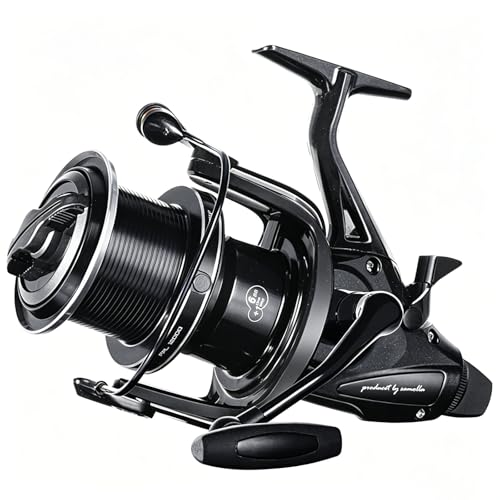 Double Brake Spinning Reel Heavy Duty Metal Body with CNC Machined Spool 55LB Max Drag 6+1 BB Smooth 4.1:1 High Speed Gear Ratio Saltwater Freshwater Reel for FPL 8000-12000 Series
