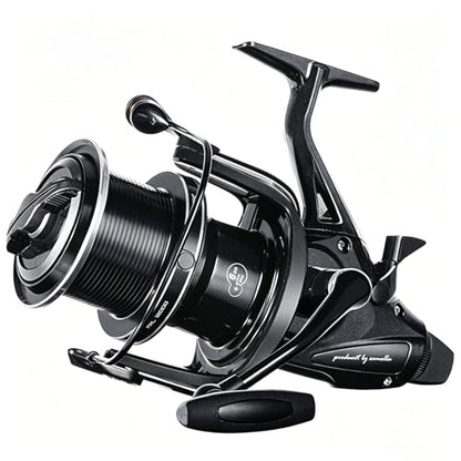Double Brake Spinning Reel Heavy Duty Metal Body with CNC Machined Spool 55LB Max Drag 6+1 BB Smooth 4.1:1 High Speed Gear Ratio Saltwater Freshwater Reel for FPL 8000-12000 Series