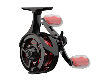 13 Fishing - Descent Aluminum - Inline Ice Fishing Reel - 2.7:1 Gear Ratio - Left Hand Retrieve (Aluminum Spool Gen 2 Design) - D2AL-2.7-LH, Black/Red