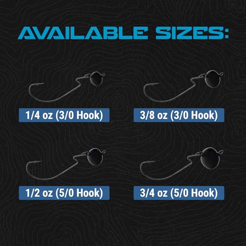 Reaction Tackle Football Swing Jig, Free-Swinging Hook with Football Head for Bass Fishing, Deep Water and Rocky Terrain (5-Pack) - color: Green Pumpkin, size: 1/4 Oz