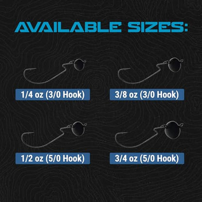 Reaction Tackle Football Swing Jig, Free-Swinging Hook with Football Head for Bass Fishing, Deep Water and Rocky Terrain (5-Pack) - color: Black, size: 1/2 Oz