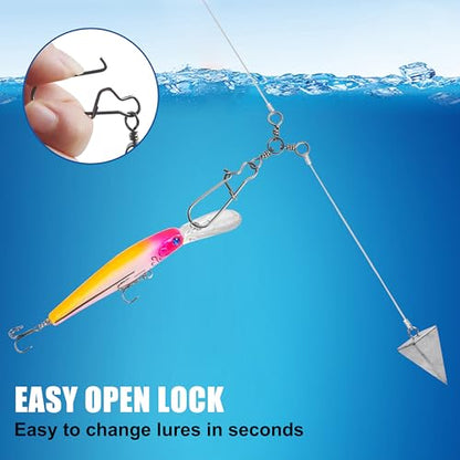 OROOTL 3 Way Snap Swivels Fishing Tackle, 50pcs Three Way Swivel with Duo Lock Snap Stainless Steel Cross Line Barrel Triple Swivels Snaps Connector for Saltwater Freshwater Fishing - size: 6#_33lb-50pcs