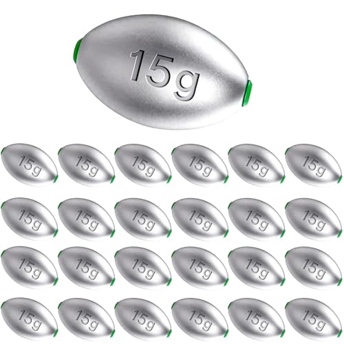 Fishing Egg Lead Sinkers Kit, 20pcs/25pcs Oval Shot Drop Weights Sinker for Bass Carp Catfish Saltwater Freshwater Casting Bottom Fishing Tackle (0.35oz/0.53oz/0.7/1oz) - color: 1/2oz-25pcs