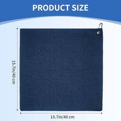 Fishing Towel with Clip,16" X 16",Waffle Pattern Effective Cleaning of Fishing Gear Accessories,Microfiber Absorbent Camping Towel for Men,Hiking Towel,Golf Towel,Blue - color: Blue