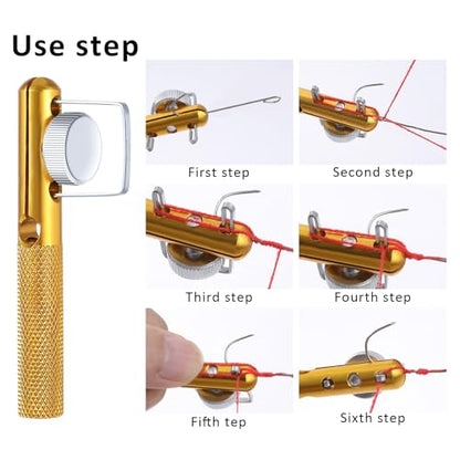 2Pcs Fishing Line Knot Tying Tool Metal Fishing Hook Tie Device Manual Portable Fishing Tie Hook Practical Knot Angler Accessories for Hooks Lures Lines Easy Tying and Protection