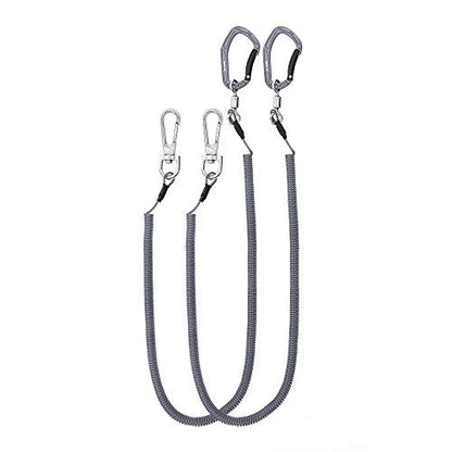 HERCULES M4 Fishing Lanyard, Fishing Pole Tether, Kayak Paddle Leash, Heavy Duty Retractable Coiled Lanyard for Fishing, Rods, Pliers, Boating, Paddles, Kayak - color: Pack of 2 Grey, 17.7" Plus