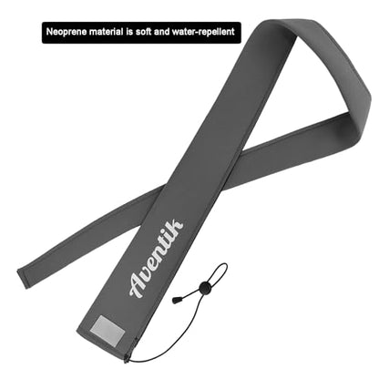 Aventik Lightproof Neoprene Rod Sleeve – Protective Fishing Rod Sock Cover with Hanging Loop & Adjustable Lanyard for Casting, Spinning & Trolling Rods - color: Grey, size: Length: 52''/1.32m