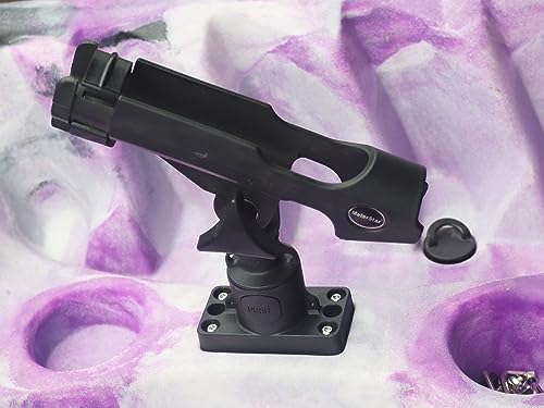 New Upgrade 360 Degrees MiniPort Fishing Rod Holder with Mini Rod Holder,Rod Holder with Track Mounting Base Kit with Installation Accessories and Tools - style: Rectangle Base and Fishing Rod Socket
