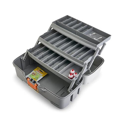 Plano Three-Tray Tackle Box Panfish Kit, Light Grey/Dark Grey, Rust-Proof Brass Latch, Top-Access Tray with Deep Storage, Made in the USA, Portable Fishing Gear Storage Organizer - style: Panfish