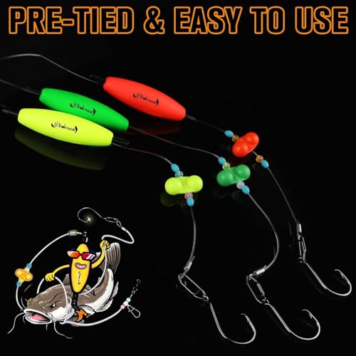 Dovesun Catfish Rigs Take Down Rigs for Catfish Float Rigs with Rattles Santee Rig Circle Hooks 6/0 8/0 Ready to Use Catfishing Tackle 6pcs - size: 8/0Hook * 6PCS