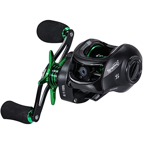 Sougayilang Baitcasting Fishing Reel with 9 + 1 Anti-Reverse Ball Bearings, 8.1:1 High-Speed Gear Ratio Casting Reel - color: Green- Right Handed