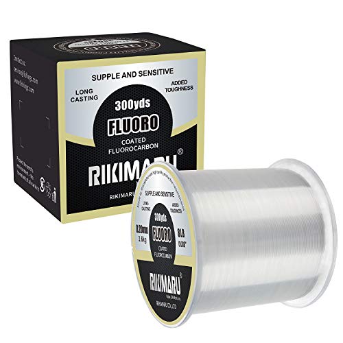 RIKIMARU Fluoro Fishing Line, 100% Soft Fluorocarbon Coated Fishing Line - size: 12 lb/0.32 mm/300 yds