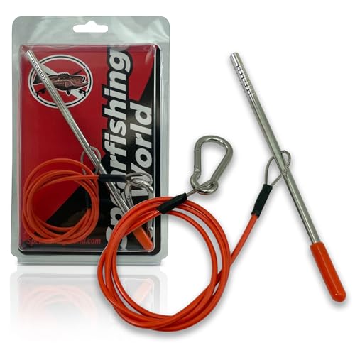 Fish Stringer for Spearfishing with Coated Stainless Steel Cable and Heavy Duty Carabiner (Float Fish Stringer)