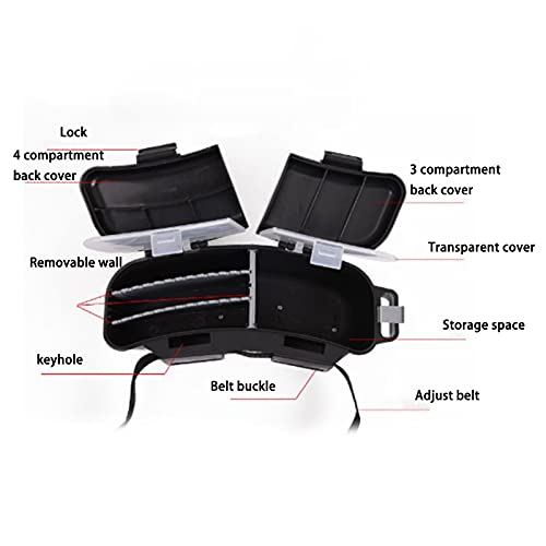 VBESTLIFE Fishing Tackle Box Waist Pack, Plastic Fishing Waist Box with Removable Dividers and Belt for Shore Wading Bait Hook Lure Storage Organization