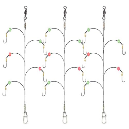 Fishing Hook with Leader,5 Hooks Fishing Rig-7 Strands Nylon Coated Fishing Leader with Swivle,Snap,Hooks - size: 10#