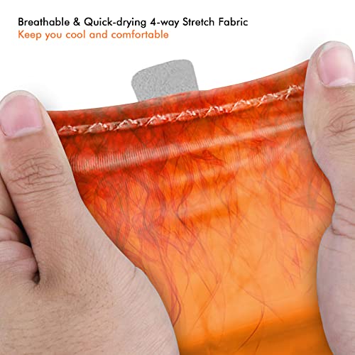 EDSRDUX UPF 50+ Fishing Gloves for Men Women, Long Cuff Fingerless Sun Gloves, Breathable Kayaking Sailing Sunscreen Gloves - color: Red Fire, size: X-Large