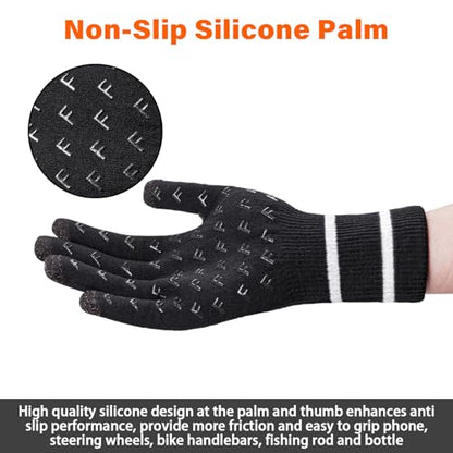 Fullsheild Men Women Waterproof Merino Wool Knit Gloves 3-Layer Thermal Water Proof Gloves for Hiking, Fishing, Hunting - size: X-Large