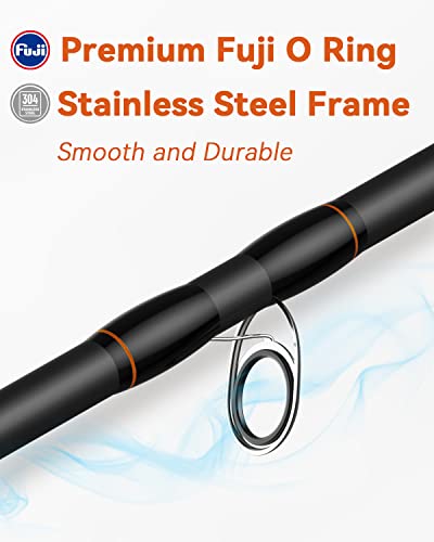 Cadence Primo Baitcasting Rod - Strong & Sensitive Fishing Rod, 40 Ton Carbon Fiber Ultralight Casting Rod with Fuji Reel Seat, Stainless Steel Guides with SiC Inserts, Freshwater Bass Fishing Pole - style: 7'-medium-moderate-1 Piece