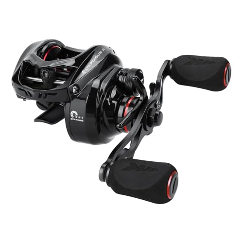 KastKing Spartacus II Baitcasting Fishing Reel, 6oz Ultralight Baitcaster Reel, Super Smooth with 17.6 LB Carbon Fiber Drag, 7.2:1 Gear Ratio, 39mm Palm Perfect Lower Profile Design - color: C:Left-Black Rhino-7.2:1