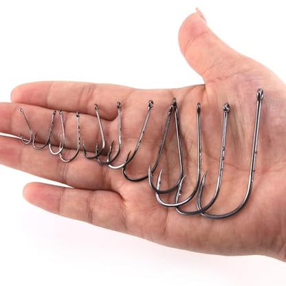 Dr.Fish 100 Pack Baitholder Fishing Hooks, Freshwater Fishing Straight Shank Worm Hooks Walleye Rig Bass Crappie Panfish Bluegill - size: 6#-100 Pack