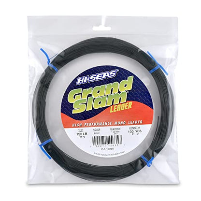 HI-SEAS Grand Slam Monofilament Fishing Leader - Superior Strong Clear Black, for Freshwater & Saltwater Big Game Bottom Fishing, Trolling - color: Black, style: 100 Yd, 150 Lb, .051 in / 1.30 Mm