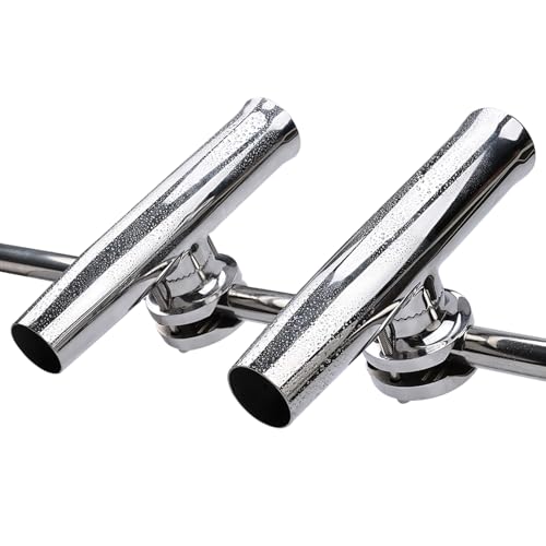 NovelBee 2pcs Boat Fishing Rod Holder,Stainless Tournament Style Clamp on Fishing Rod Pole Holder for Rails 1-1/4" to 2"