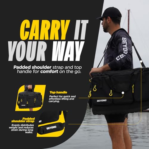 Beyond Fishing Hauler Tackle Bags - Water Resistant With Hard Molded Bottom - Perfect for Fresh Water & Salt Water Fishing Tackle Storage - Holds Tackle Boxes and Fishing Gear - size: c - Extra Large